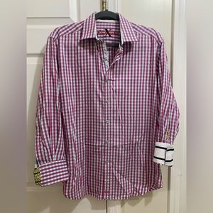 Robert Graham Men’s Purple and Blue Checkered Button Down Size Medium
